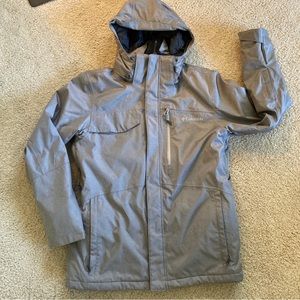 Columbia Jacket Mens Medium Blue Omni Heat Tech Thermal Outdoors Ski Coat Hooded